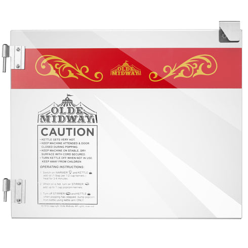 8 oz Popcorn Machine Door Replacement for Olde Midway Commercial Popcorn Popper, Red